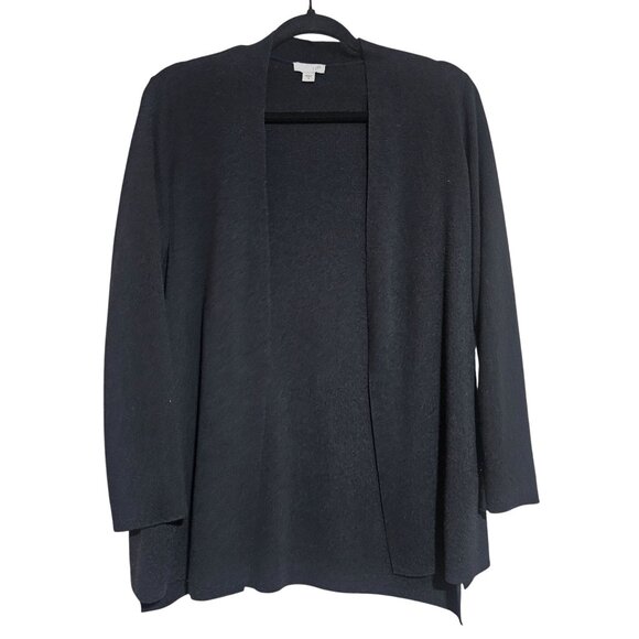 J. Jill Woman Black Wool Cardigan M Lagenlook Minimalist Quiet Luxury Capsule - Picture 2 of 14